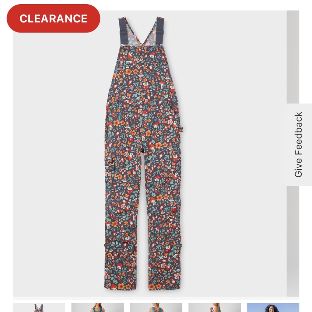 Duluth Trading Heirloom Gardening Bib Overalls in Steel Blue Gardening Gnomes